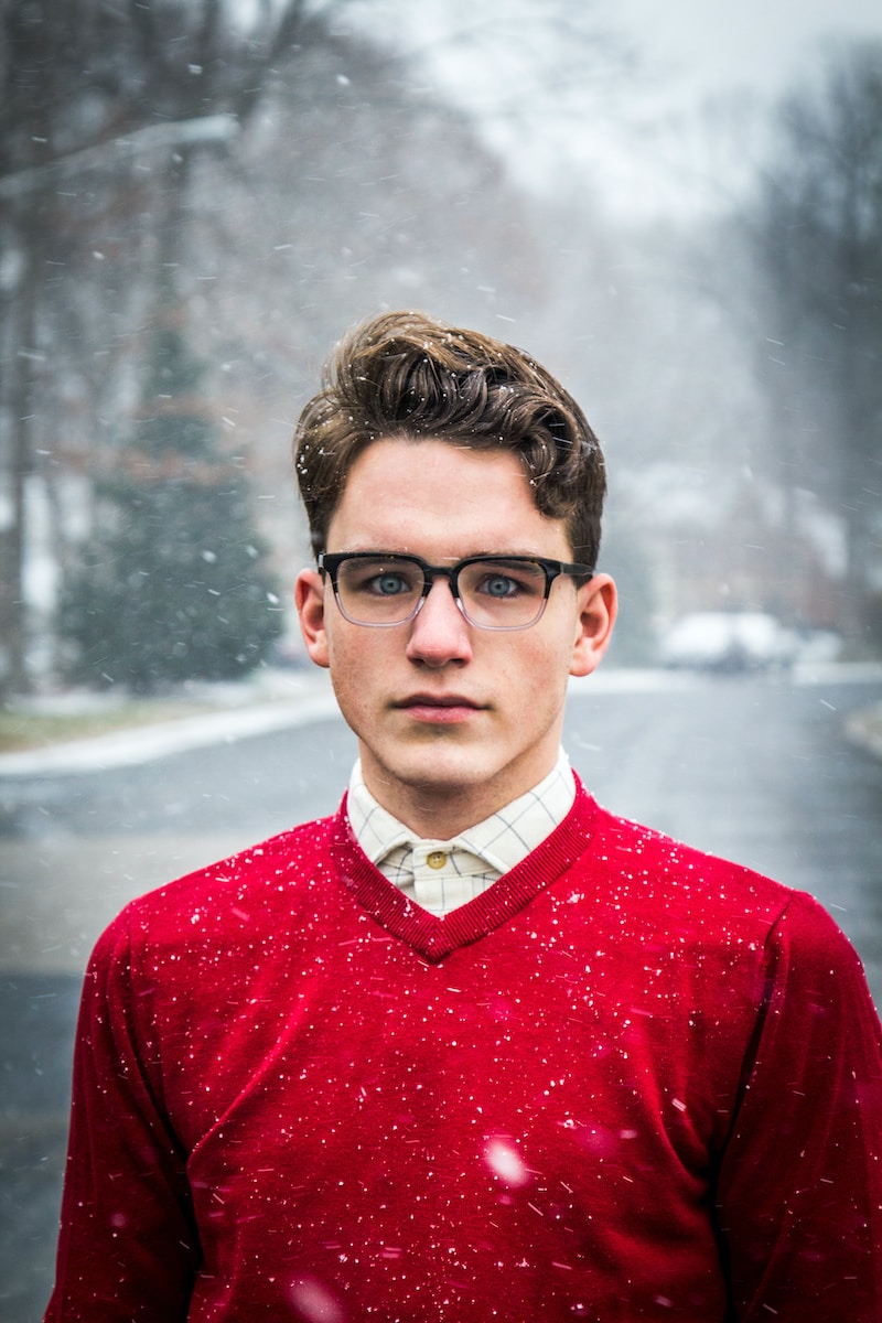 man wearing red sweater